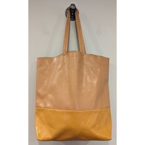 Sorial New York Vegan Leather Yellow Tan Shoulder Tote Bag